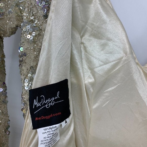 Mac Duggal Dress 5021 Geometric Embellished Evening Gown Long Sleeve - Picture 14 of 16